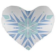 Snowflakes Star Blue Triangle Large 19  Premium Flano Heart Shape Cushions by Mariart