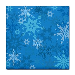 Snowflakes Cool Blue Star Tile Coasters by Mariart