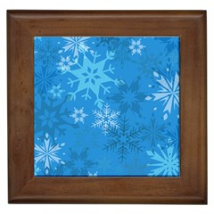 Snowflakes Cool Blue Star Framed Tiles by Mariart