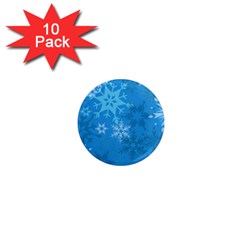 Snowflakes Cool Blue Star 1  Mini Magnet (10 Pack)  by Mariart