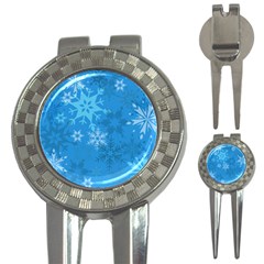 Snowflakes Cool Blue Star 3-in-1 Golf Divots by Mariart