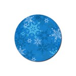 Snowflakes Cool Blue Star Rubber Round Coaster (4 pack)  Front