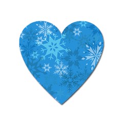 Snowflakes Cool Blue Star Heart Magnet by Mariart