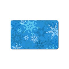 Snowflakes Cool Blue Star Magnet (name Card) by Mariart