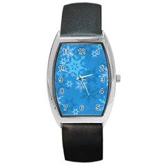 Snowflakes Cool Blue Star Barrel Style Metal Watch by Mariart