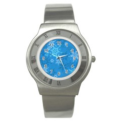 Snowflakes Cool Blue Star Stainless Steel Watch