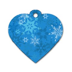 Snowflakes Cool Blue Star Dog Tag Heart (two Sides) by Mariart