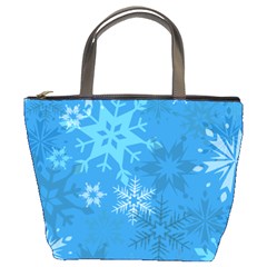 Snowflakes Cool Blue Star Bucket Bags by Mariart