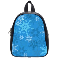 Snowflakes Cool Blue Star School Bag (small) by Mariart