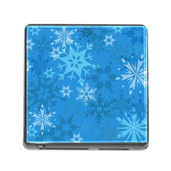 Snowflakes Cool Blue Star Memory Card Reader (square) by Mariart