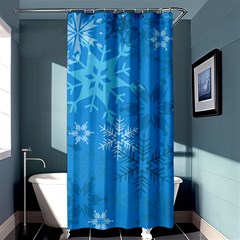 Snowflakes Cool Blue Star Shower Curtain 36  X 72  (stall)  by Mariart