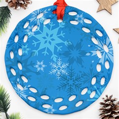 Snowflakes Cool Blue Star Ornament (round Filigree)