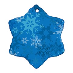 Snowflakes Cool Blue Star Snowflake Ornament (two Sides) by Mariart