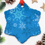 Snowflakes Cool Blue Star Snowflake Ornament (Two Sides) Front