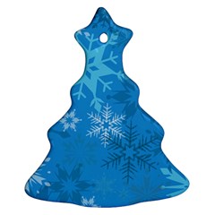 Snowflakes Cool Blue Star Christmas Tree Ornament (two Sides) by Mariart