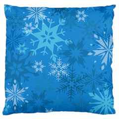 Snowflakes Cool Blue Star Large Cushion Case (two Sides) by Mariart