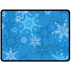 Snowflakes Cool Blue Star Double Sided Fleece Blanket (large)  by Mariart