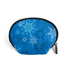 Snowflakes Cool Blue Star Accessory Pouches (small)  by Mariart