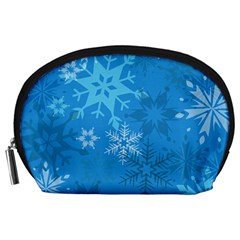 Snowflakes Cool Blue Star Accessory Pouches (large)  by Mariart