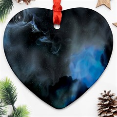 Space Star Blue Sky Ornament (heart)