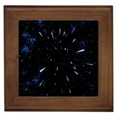 Space Warp Speed Hyperspace Through Starfield Nebula Space Star Line Light Hole Framed Tiles by Mariart