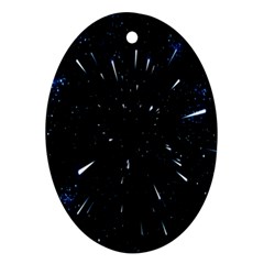 Space Warp Speed Hyperspace Through Starfield Nebula Space Star Line Light Hole Ornament (oval)