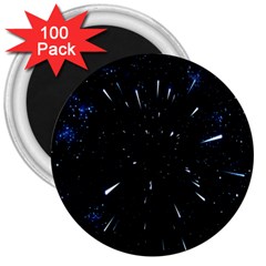 Space Warp Speed Hyperspace Through Starfield Nebula Space Star Line Light Hole 3  Magnets (100 Pack) by Mariart