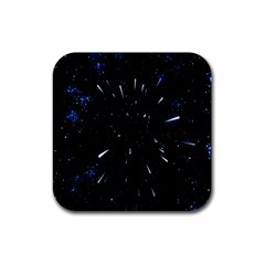 Space Warp Speed Hyperspace Through Starfield Nebula Space Star Line Light Hole Rubber Coaster (square)  by Mariart