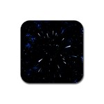 Space Warp Speed Hyperspace Through Starfield Nebula Space Star Line Light Hole Rubber Coaster (Square)  Front