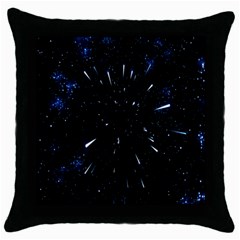 Space Warp Speed Hyperspace Through Starfield Nebula Space Star Line Light Hole Throw Pillow Case (black) by Mariart