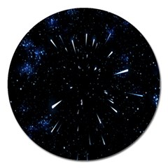 Space Warp Speed Hyperspace Through Starfield Nebula Space Star Line Light Hole Magnet 5  (round) by Mariart