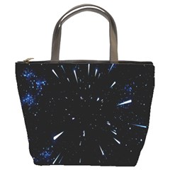 Space Warp Speed Hyperspace Through Starfield Nebula Space Star Line Light Hole Bucket Bags by Mariart