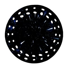 Space Warp Speed Hyperspace Through Starfield Nebula Space Star Line Light Hole Ornament (round Filigree) by Mariart