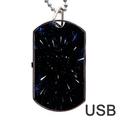 Space Warp Speed Hyperspace Through Starfield Nebula Space Star Line Light Hole Dog Tag Usb Flash (one Side) by Mariart