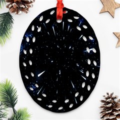 Space Warp Speed Hyperspace Through Starfield Nebula Space Star Line Light Hole Oval Filigree Ornament (two Sides) by Mariart