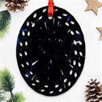 Space Warp Speed Hyperspace Through Starfield Nebula Space Star Line Light Hole Oval Filigree Ornament (Two Sides) Front