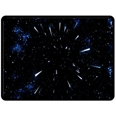 Space Warp Speed Hyperspace Through Starfield Nebula Space Star Line Light Hole Double Sided Fleece Blanket (large) 