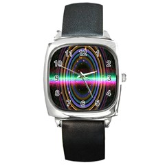 Spectrum Space Line Rainbow Hole Square Metal Watch by Mariart