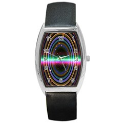 Spectrum Space Line Rainbow Hole Barrel Style Metal Watch