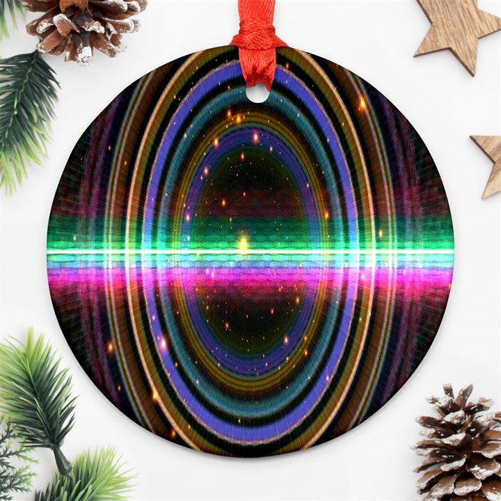 Spectrum Space Line Rainbow Hole Round Ornament (Two Sides)