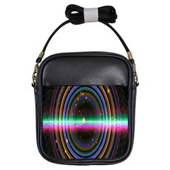 Spectrum Space Line Rainbow Hole Girls Sling Bags by Mariart