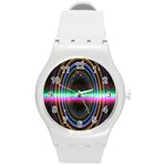 Spectrum Space Line Rainbow Hole Round Plastic Sport Watch (M) Front