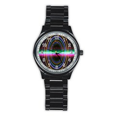 Spectrum Space Line Rainbow Hole Stainless Steel Round Watch by Mariart