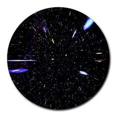 Space Warp Speed Hyperspace Through Starfield Nebula Space Star Hole Galaxy Round Mousepads by Mariart