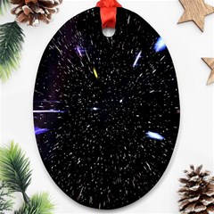 Space Warp Speed Hyperspace Through Starfield Nebula Space Star Hole Galaxy Ornament (oval) by Mariart