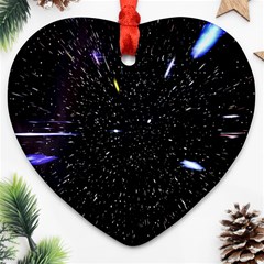 Space Warp Speed Hyperspace Through Starfield Nebula Space Star Hole Galaxy Ornament (heart) by Mariart