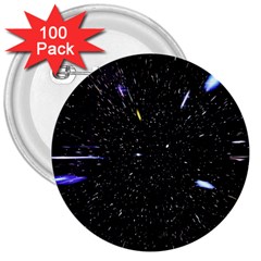 Space Warp Speed Hyperspace Through Starfield Nebula Space Star Hole Galaxy 3  Buttons (100 Pack) 