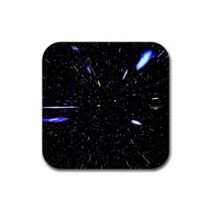 Space Warp Speed Hyperspace Through Starfield Nebula Space Star Hole Galaxy Rubber Coaster (square)  by Mariart