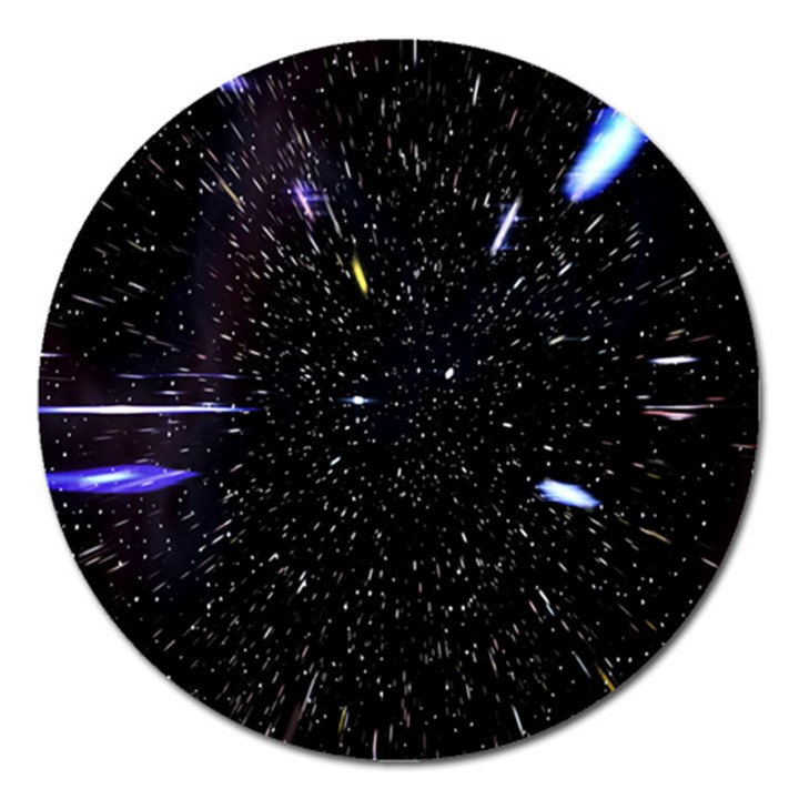 Space Warp Speed Hyperspace Through Starfield Nebula Space Star Hole Galaxy Magnet 5  (Round)