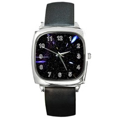 Space Warp Speed Hyperspace Through Starfield Nebula Space Star Hole Galaxy Square Metal Watch by Mariart